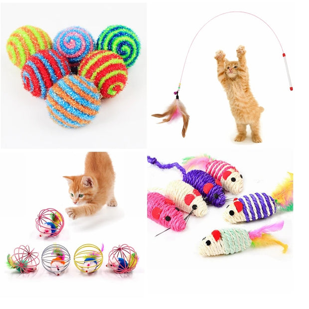 1Pc Cat Toy Stick Feather Wand With Bell Mouse Cage